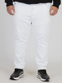 WHATZ White Jeans in Cotton Spandex Blend for Men