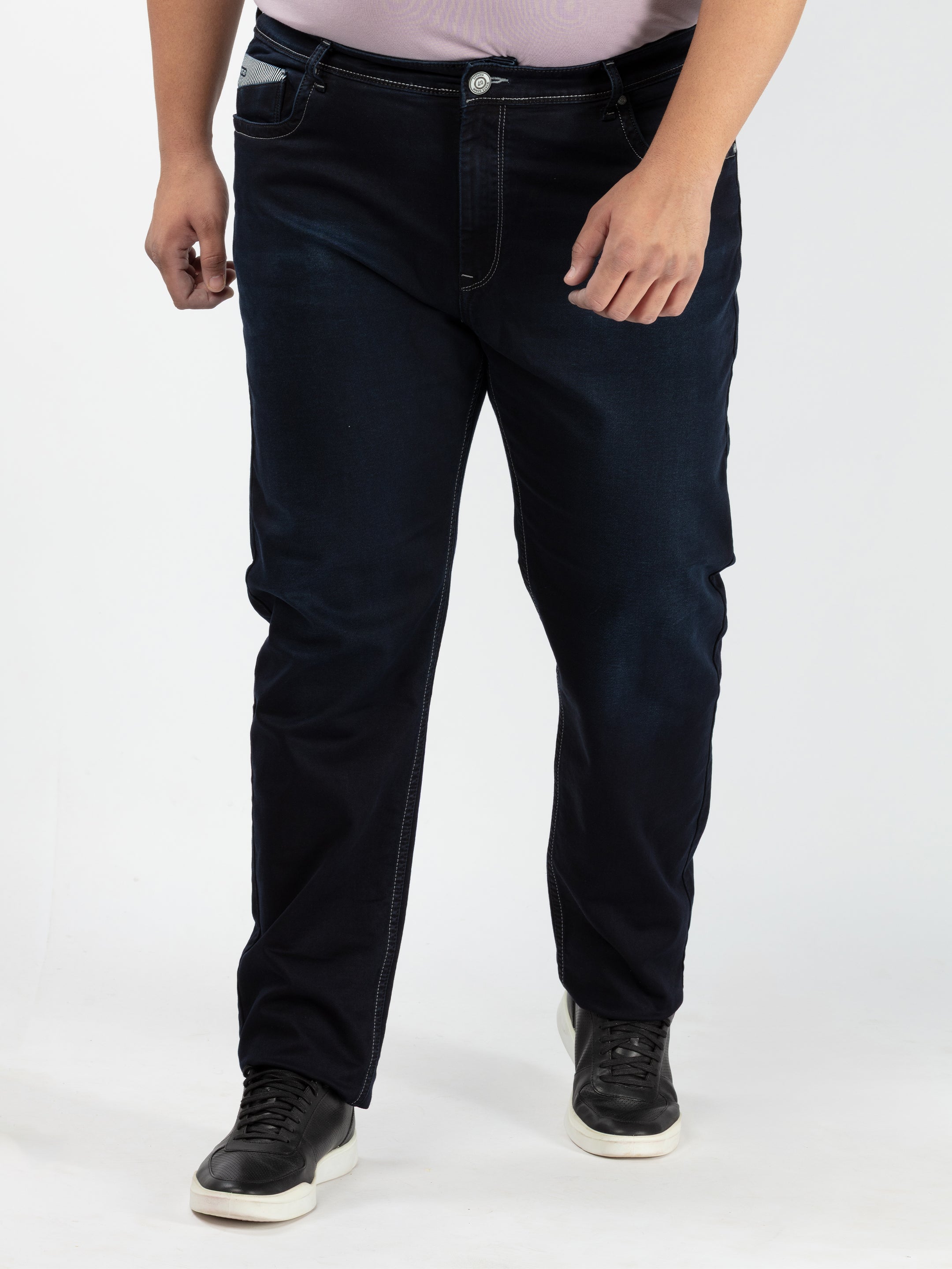 WHATZ Relax Fit Dark Indigo Denim Jeans for Men