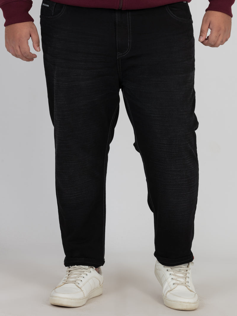 WHATZ Black Jeans in Cotton Spandex Blend for Men