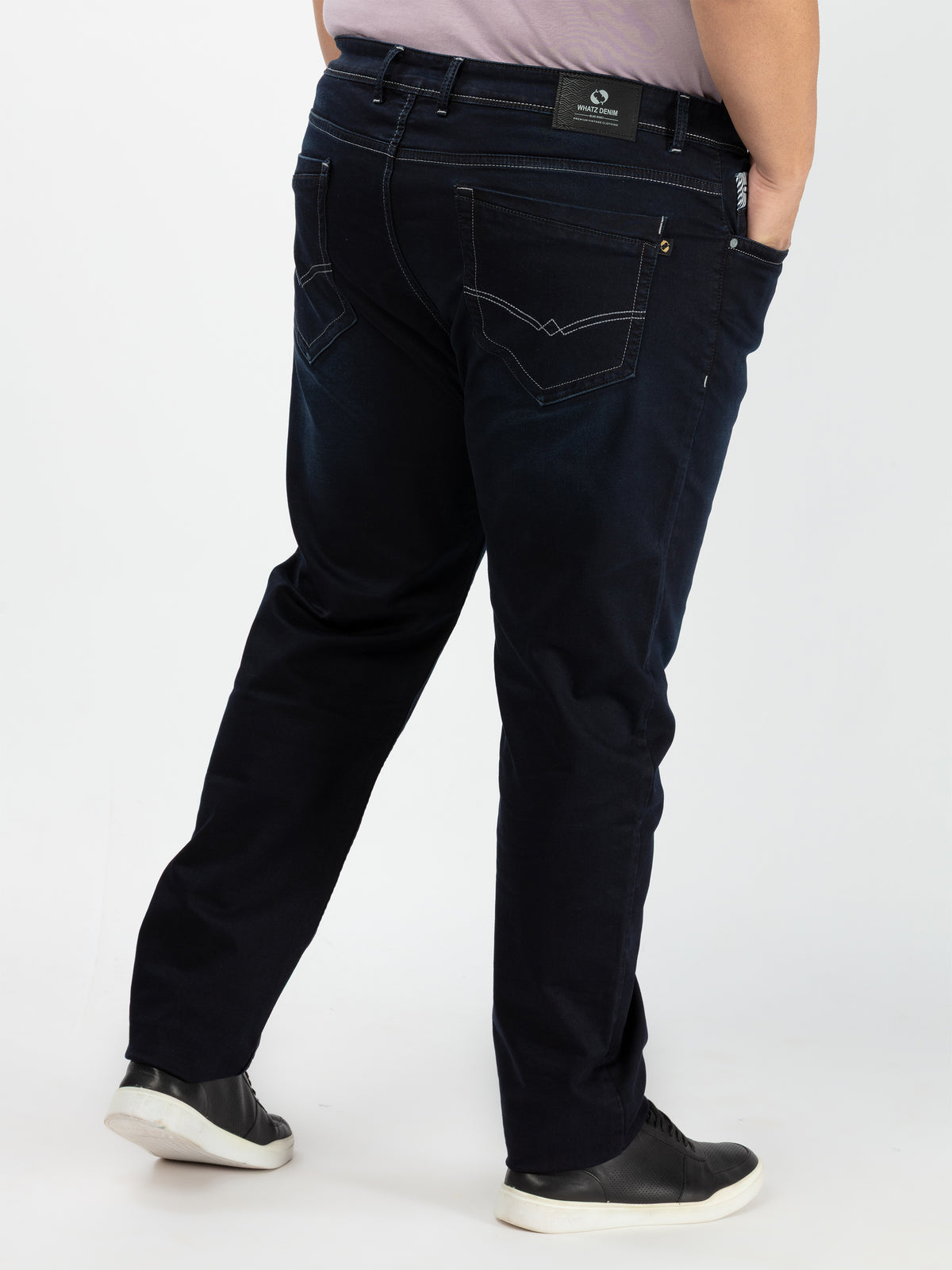 WHATZ Relax Fit Dark Indigo Denim Jeans for Men