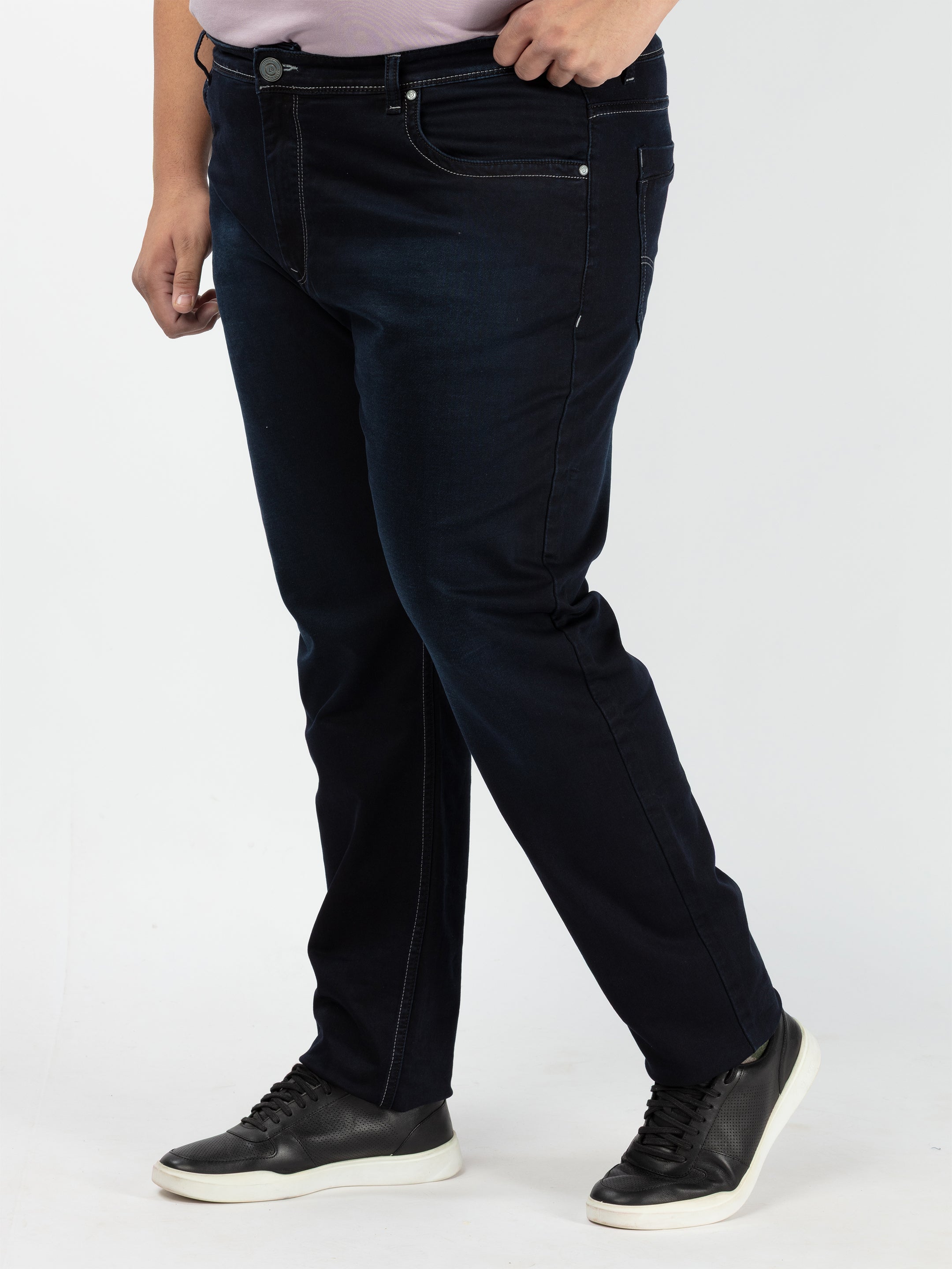 WHATZ Relax Fit Dark Indigo Denim Jeans for Men