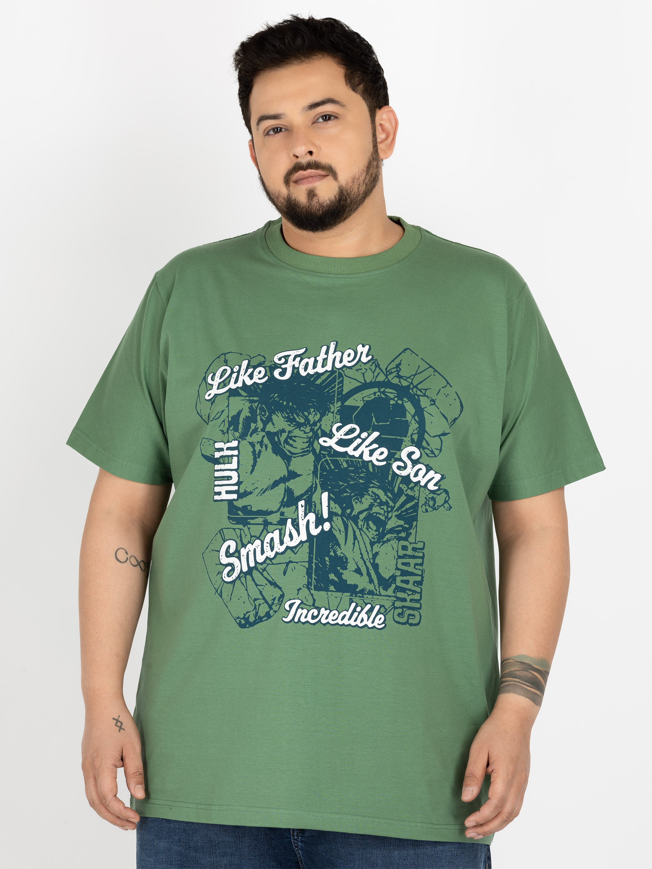 SO WHAT Incredible Hulk Typography Round Neck T-shirt for Men