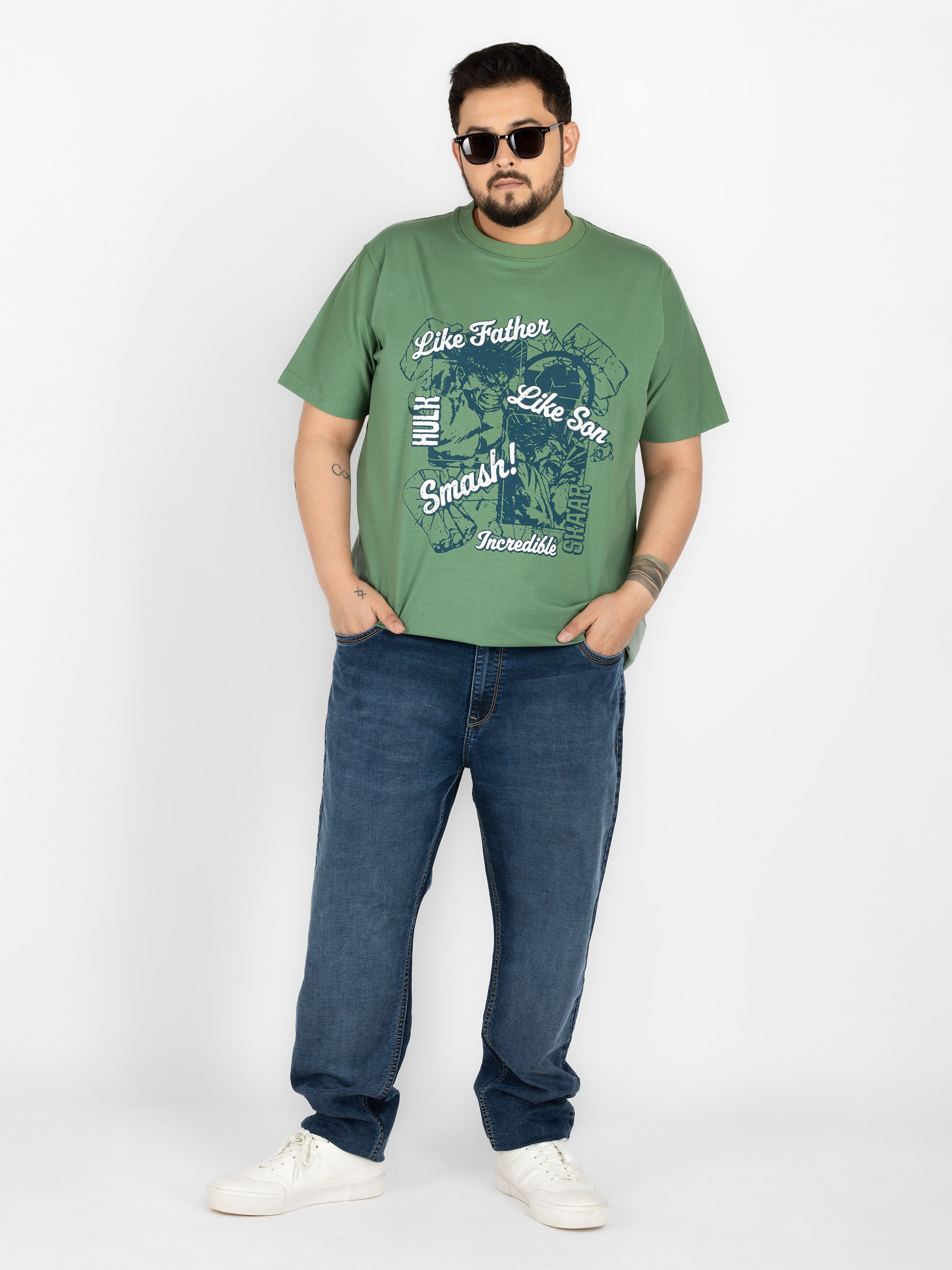 SO WHAT Incredible Hulk Typography Round Neck T-shirt for Men
