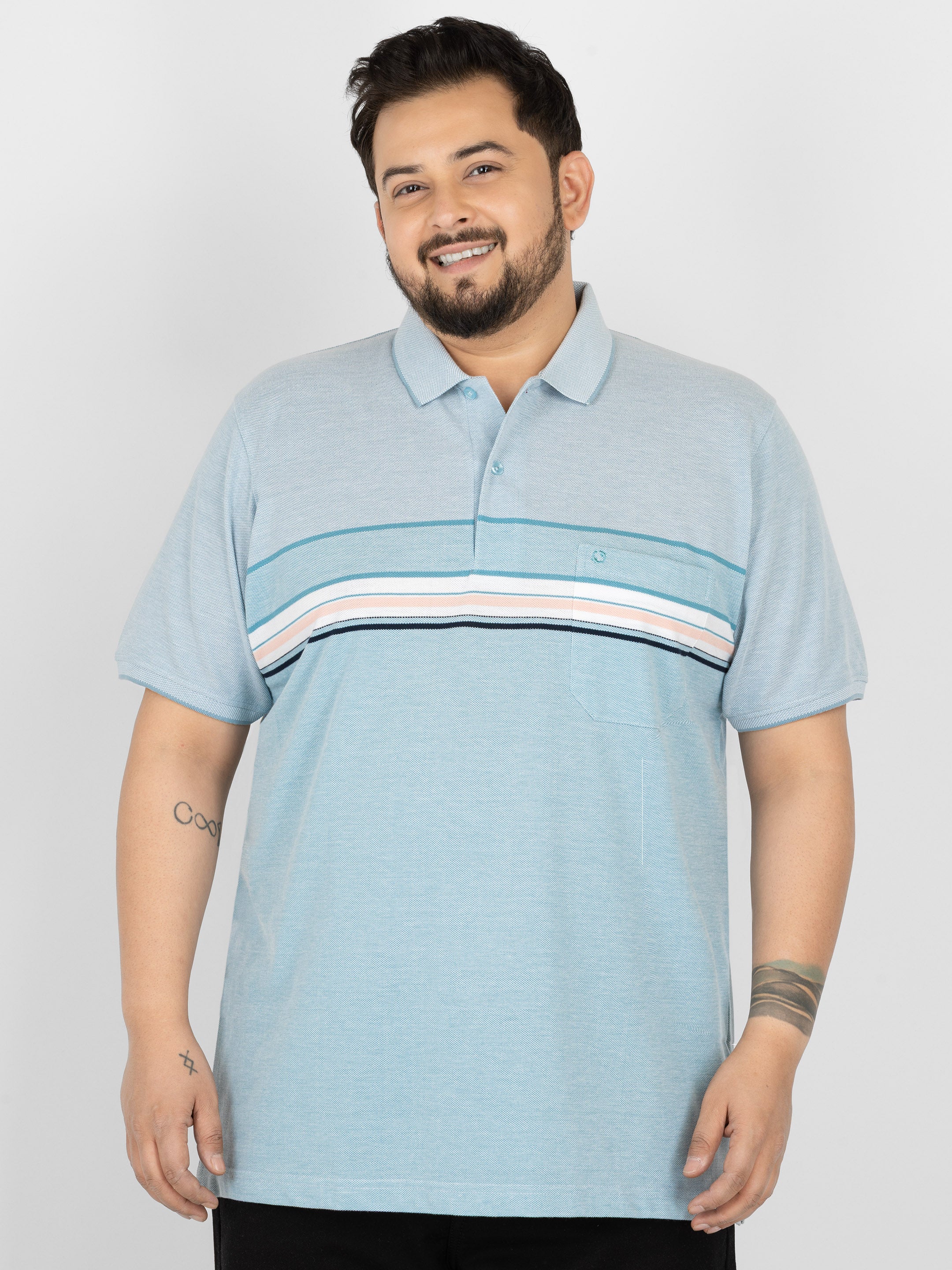 WHATZ Smart Fit Horizontal Stripe Polo T-Shirt for Men