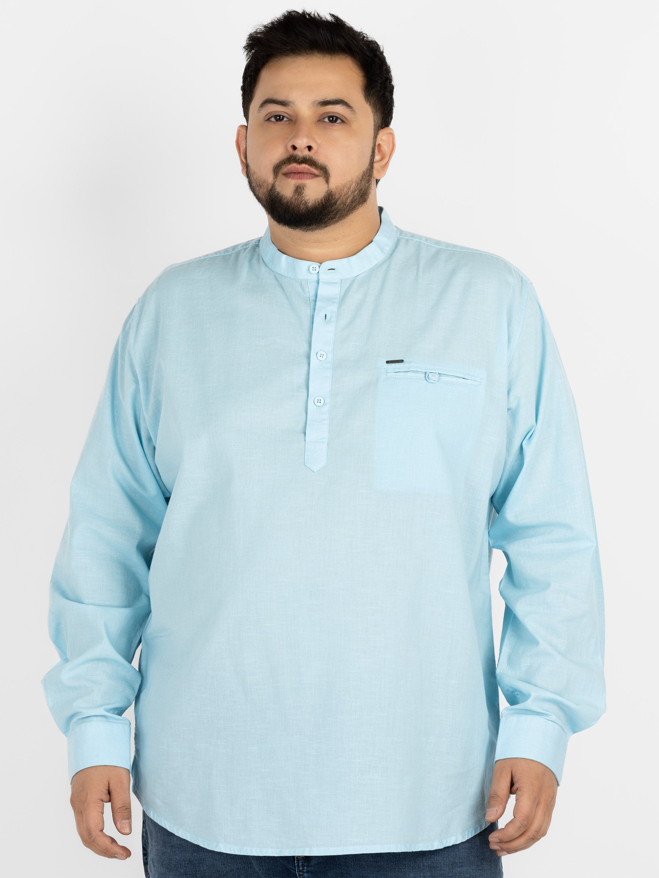 WHATZ Quiet Form Solid Short Kurta for Men