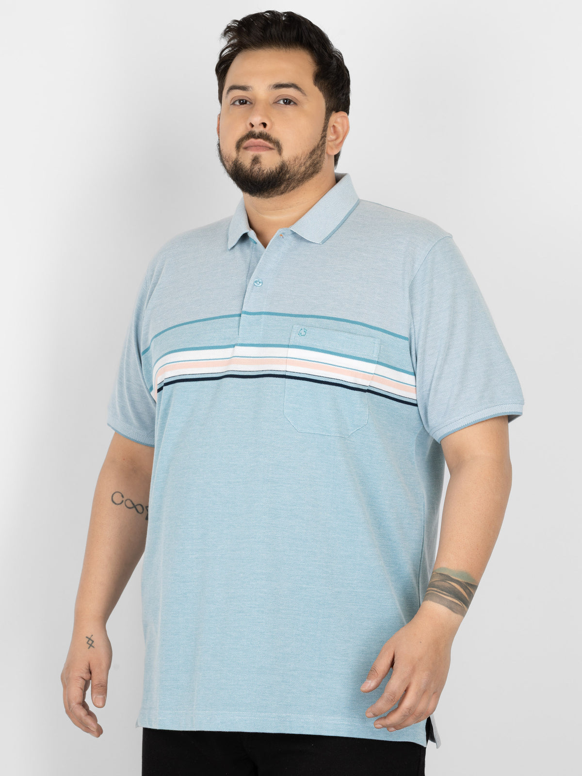 WHATZ Smart Fit Horizontal Stripe Polo T-Shirt for Men