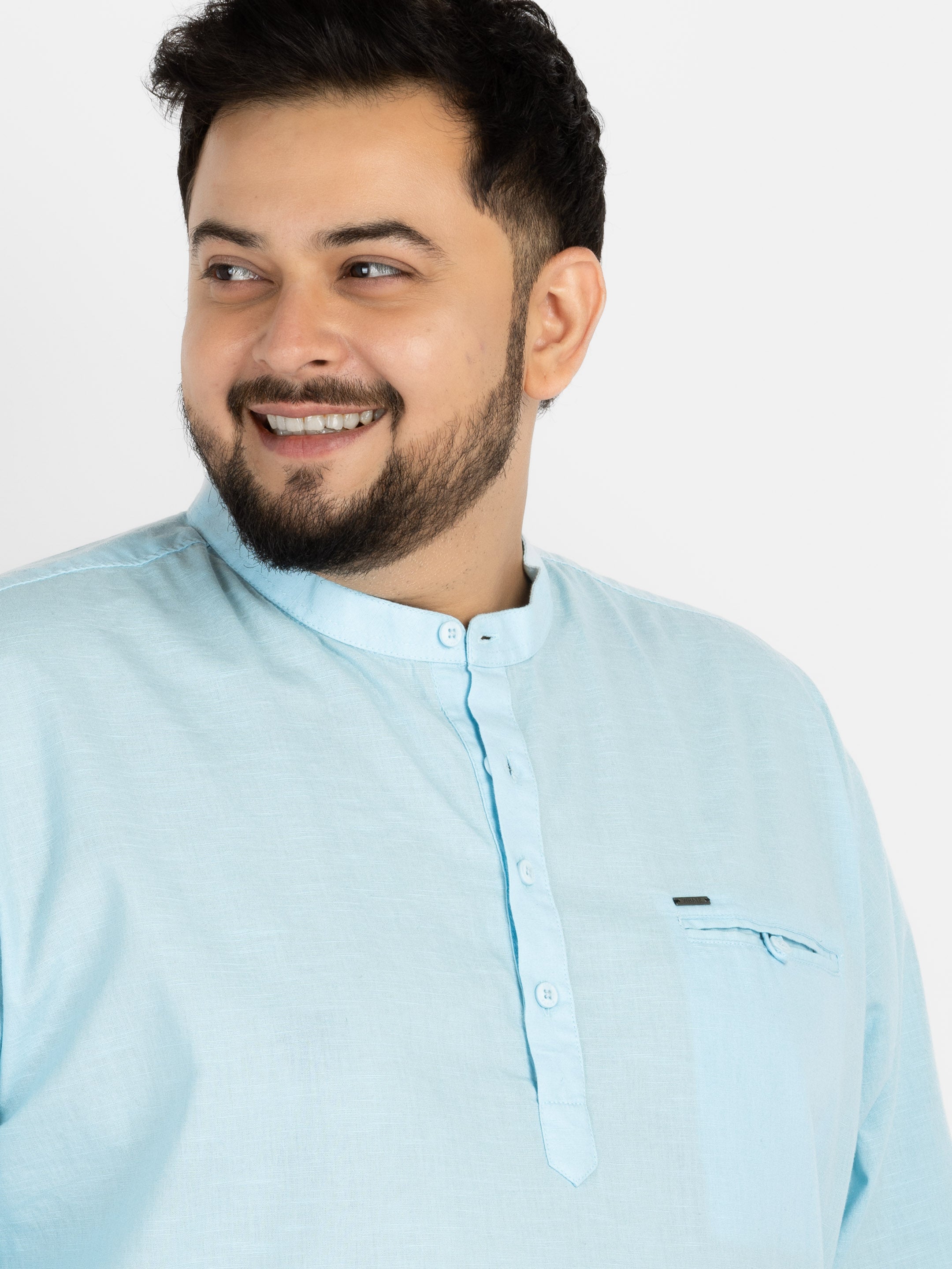 WHATZ Quiet Form Solid Short Kurta for Men