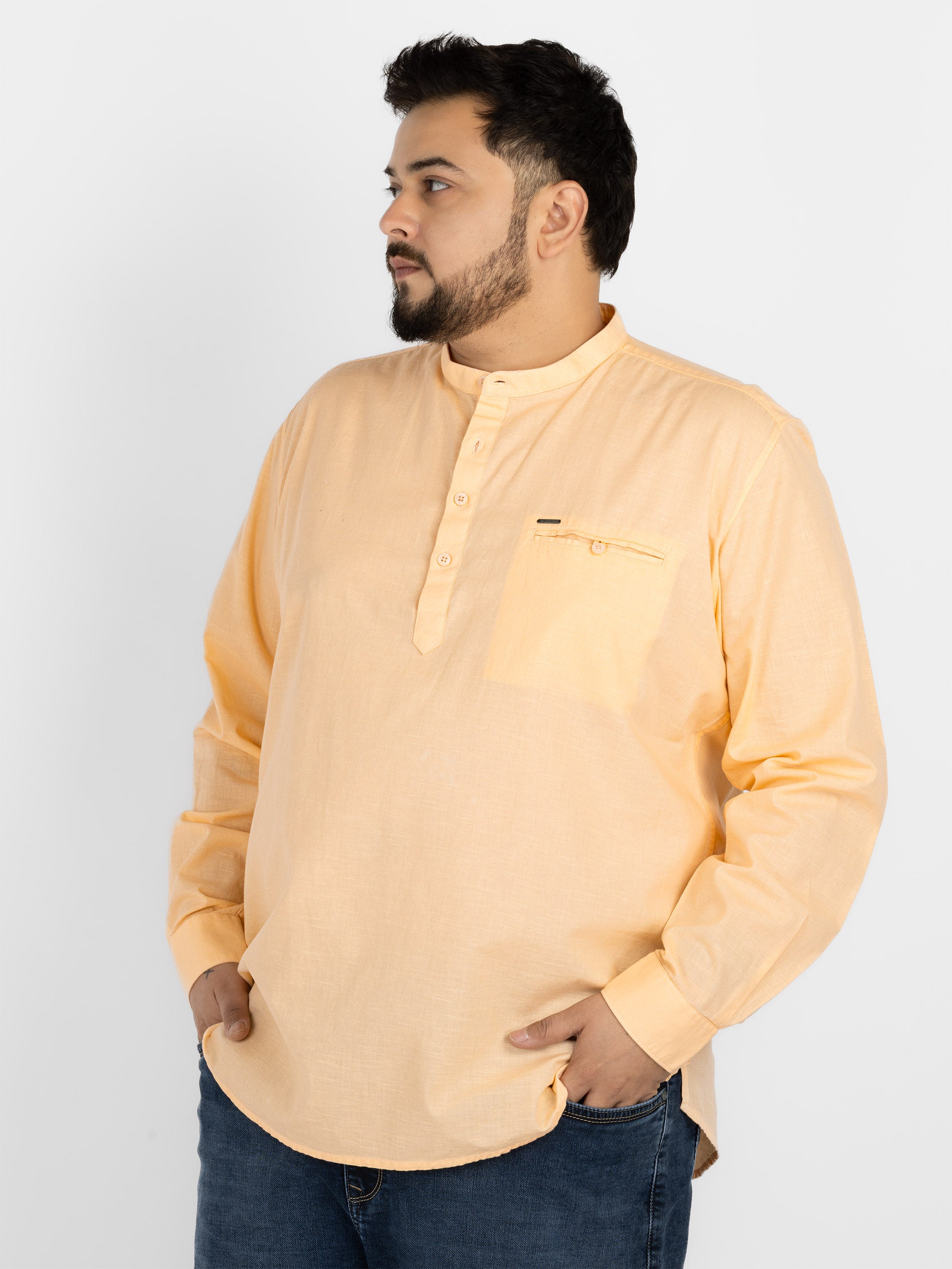 WHATZ Quiet Form Solid Short Kurta for Men