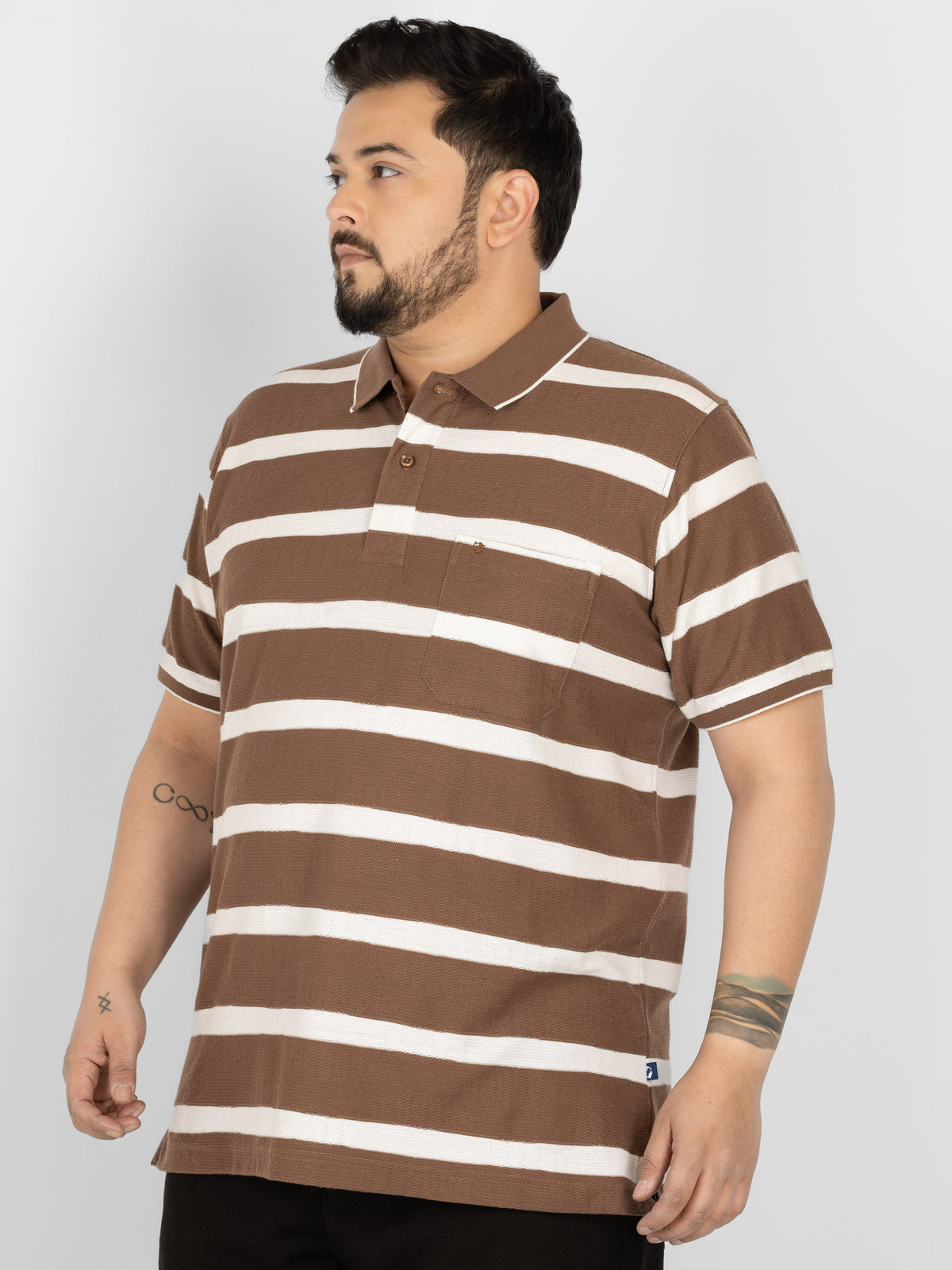 WHATZ Urban Stripe Jacquard Polo T-shirt For Men
