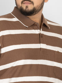 WHATZ Urban Stripe Jacquard Polo T-shirt For Men