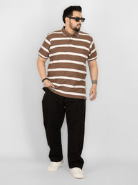 WHATZ Urban Stripe Jacquard Polo T-shirt For Men