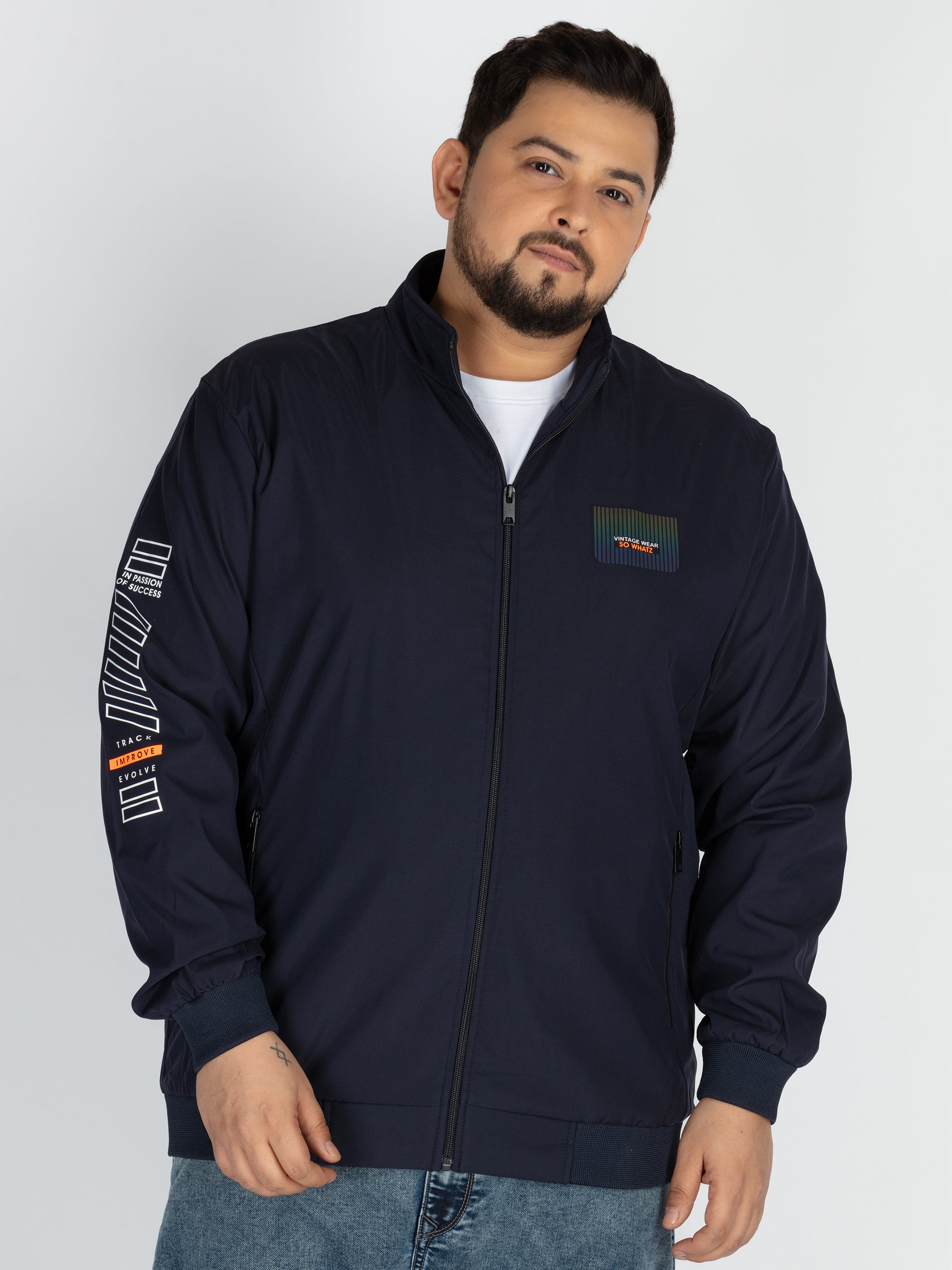 ジャケット・アウター SQUEEZED DESIGN WIND SHIRT DARK NAVY Buy Dollar Men's Polyester Solid Windcheater Jacket With Zipper