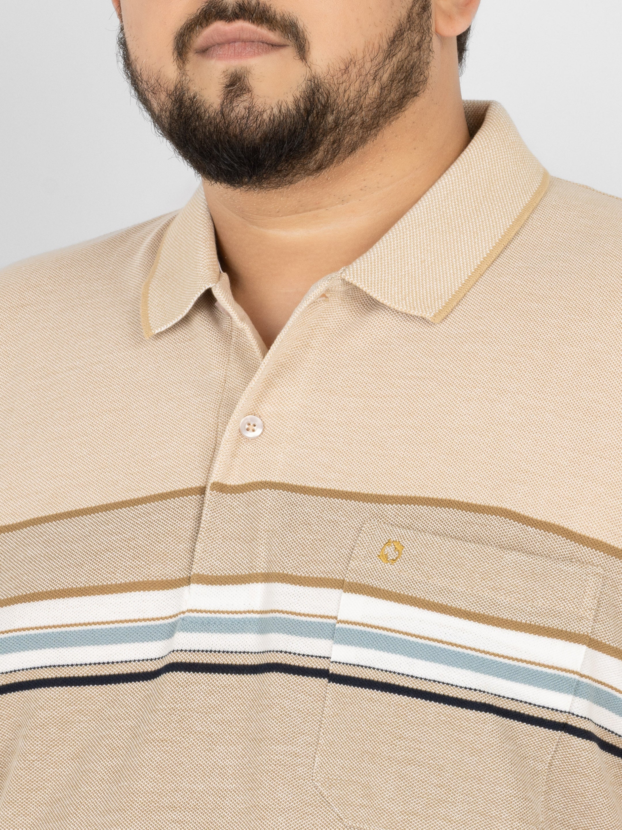 WHATZ Smart Fit Horizontal Stripe Polo T-Shirt for Men