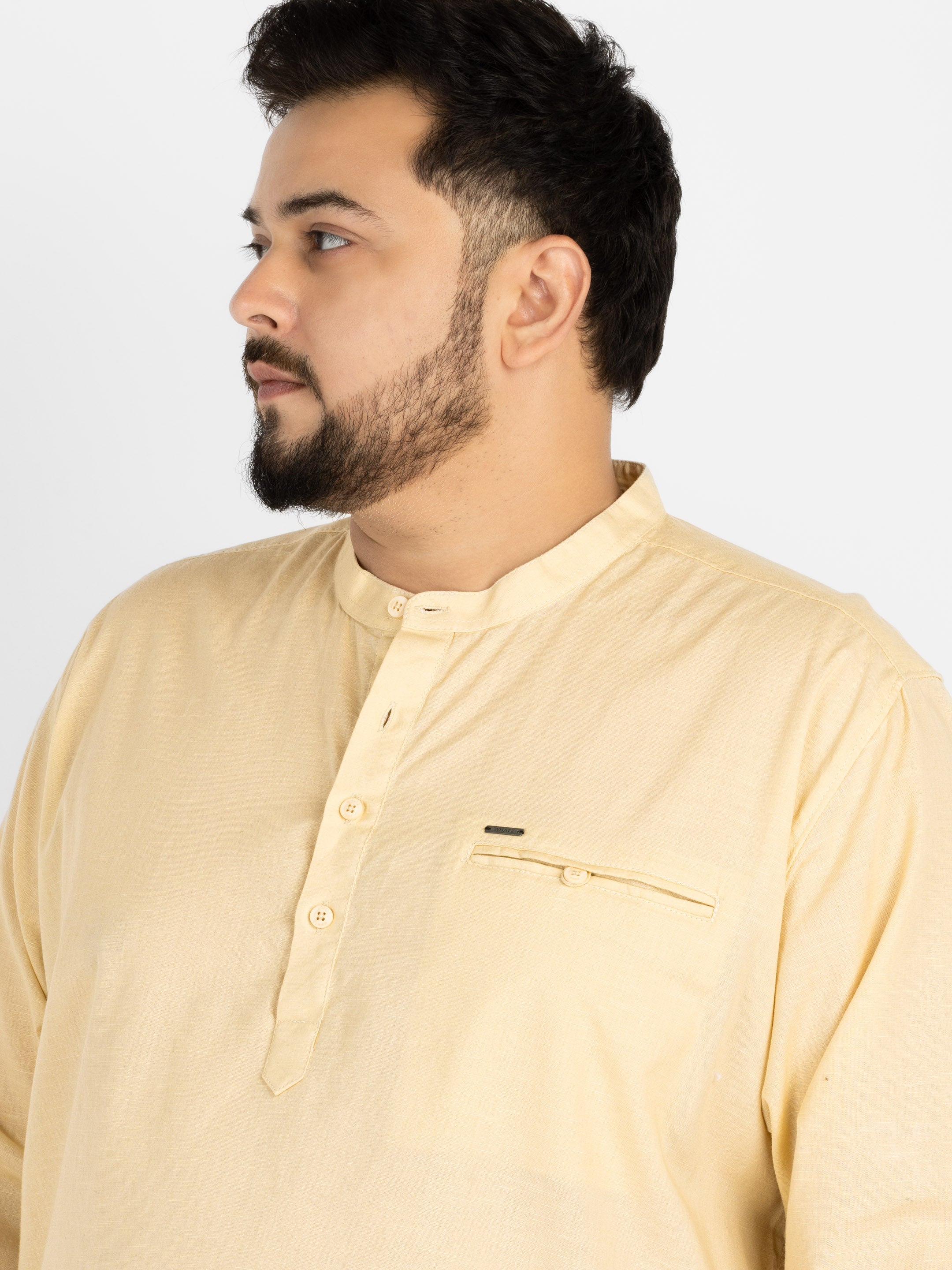 WHATZ Quiet Form Solid Short Kurta for Men