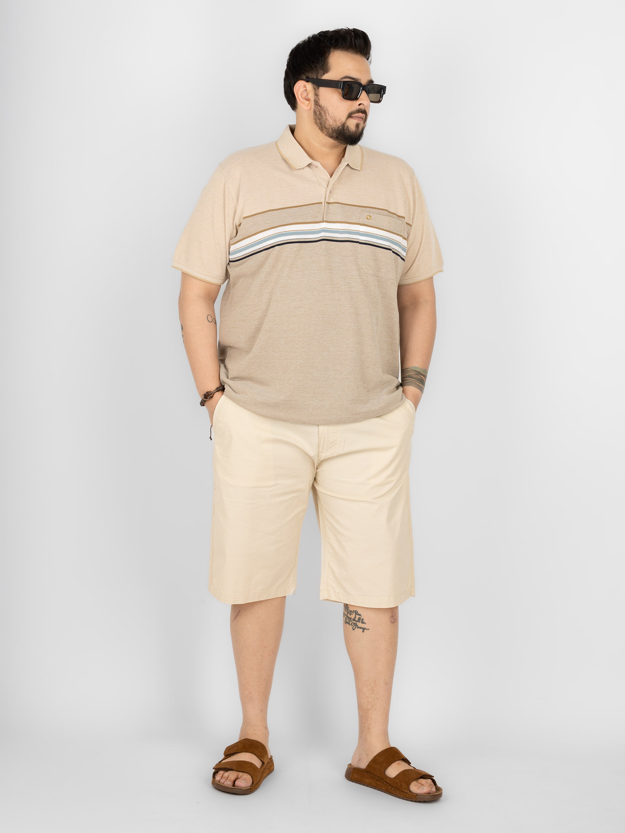WHATZ Smart Fit Horizontal Stripe Polo T-Shirt for Men