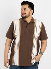 WHATZ Shadow Panel Stripe Polo T-Shirt for Men
