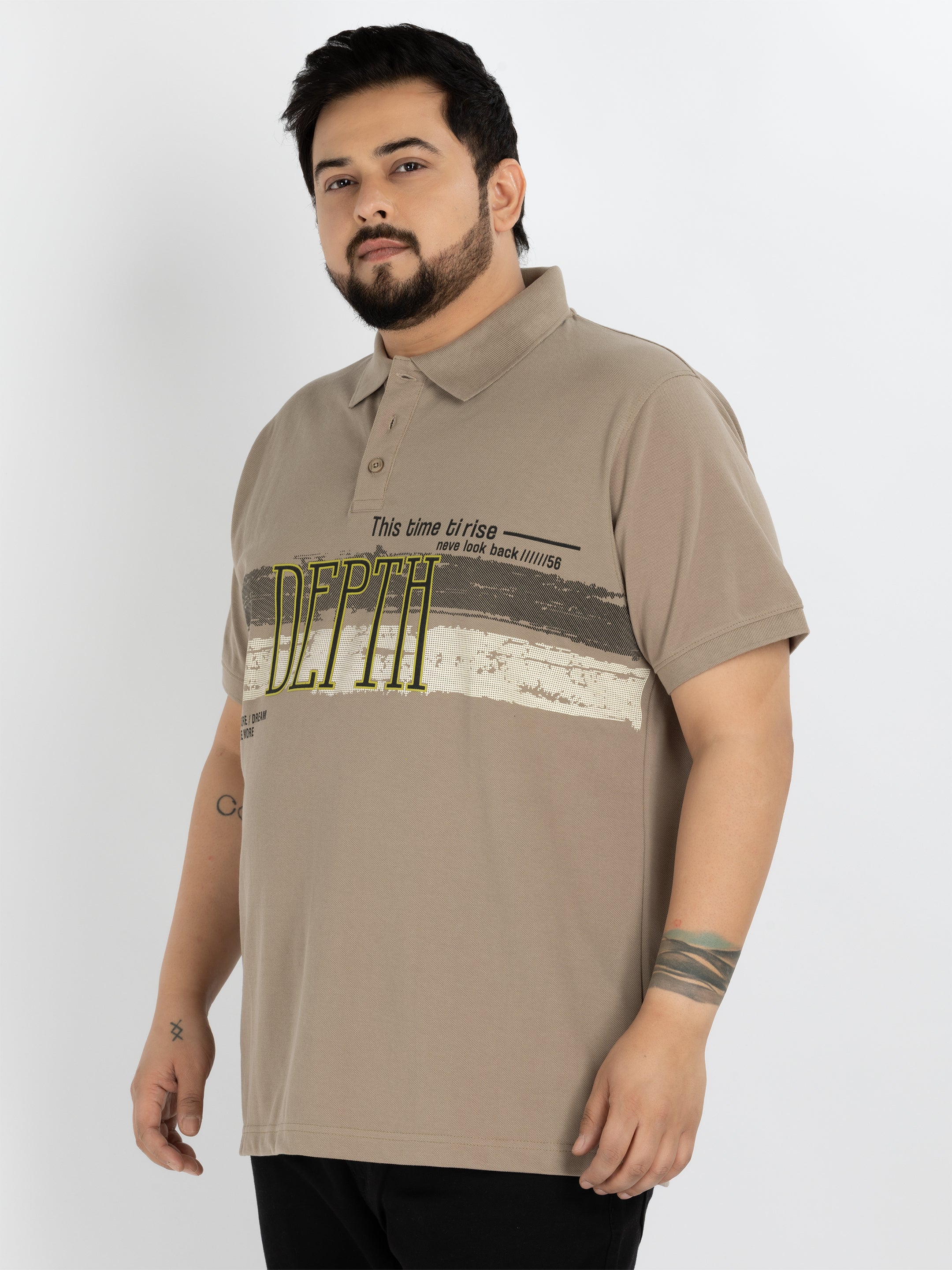 WHATZ Plus Size Depth Statement Polo neck T-shirt For Men – So