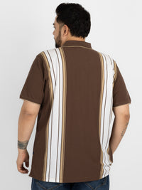 WHATZ Shadow Panel Stripe Polo T-Shirt for Men