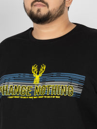 WHATZ Change Nothing Slogan Graphic Round Neck T-Shirt For Men