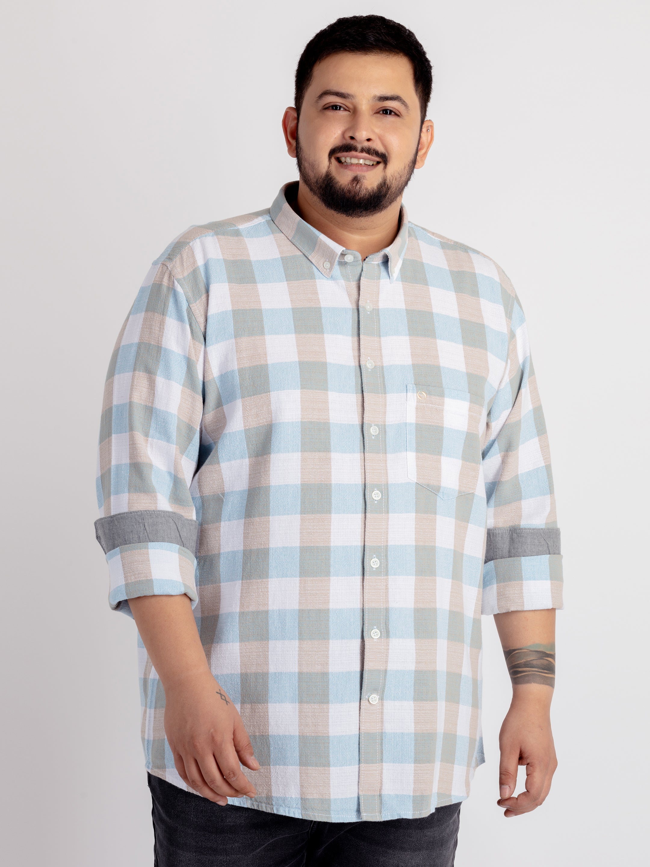 WHATZ Chess Board Cotton Full Sleeve Shirt