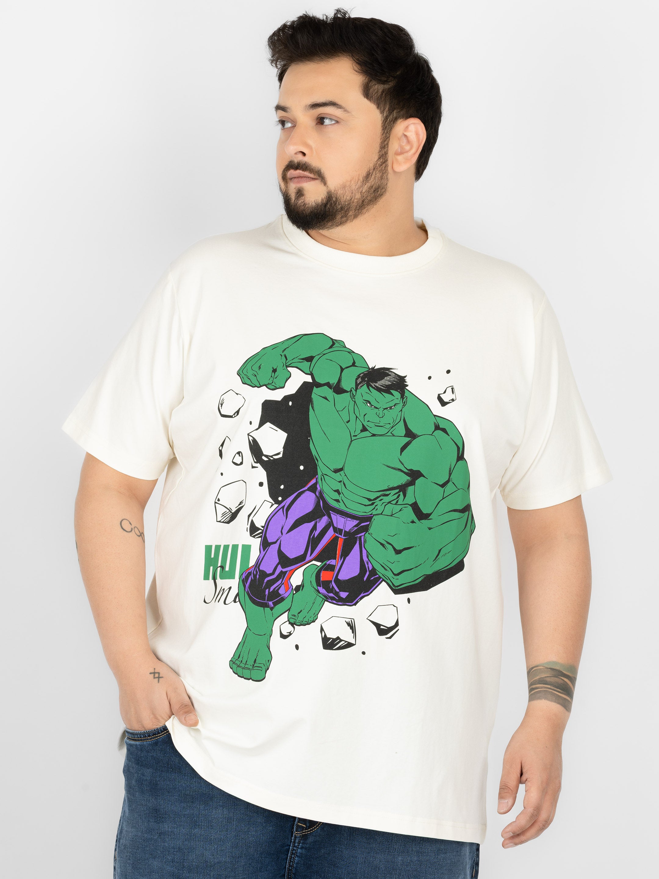 SO WHAT Hulk Smash Graphic Print Round Neck T-Shirt for Men