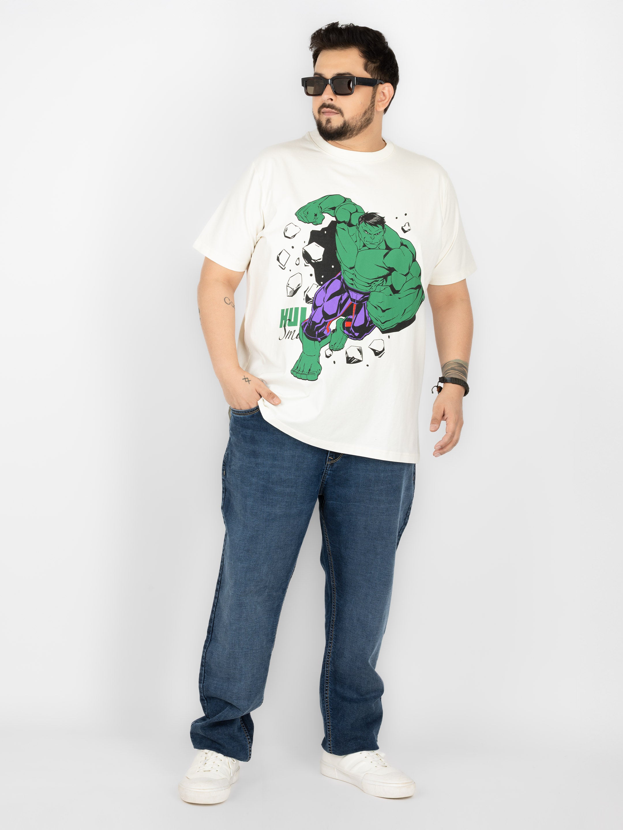 SO WHAT Hulk Smash Graphic Print Round Neck T-Shirt for Men