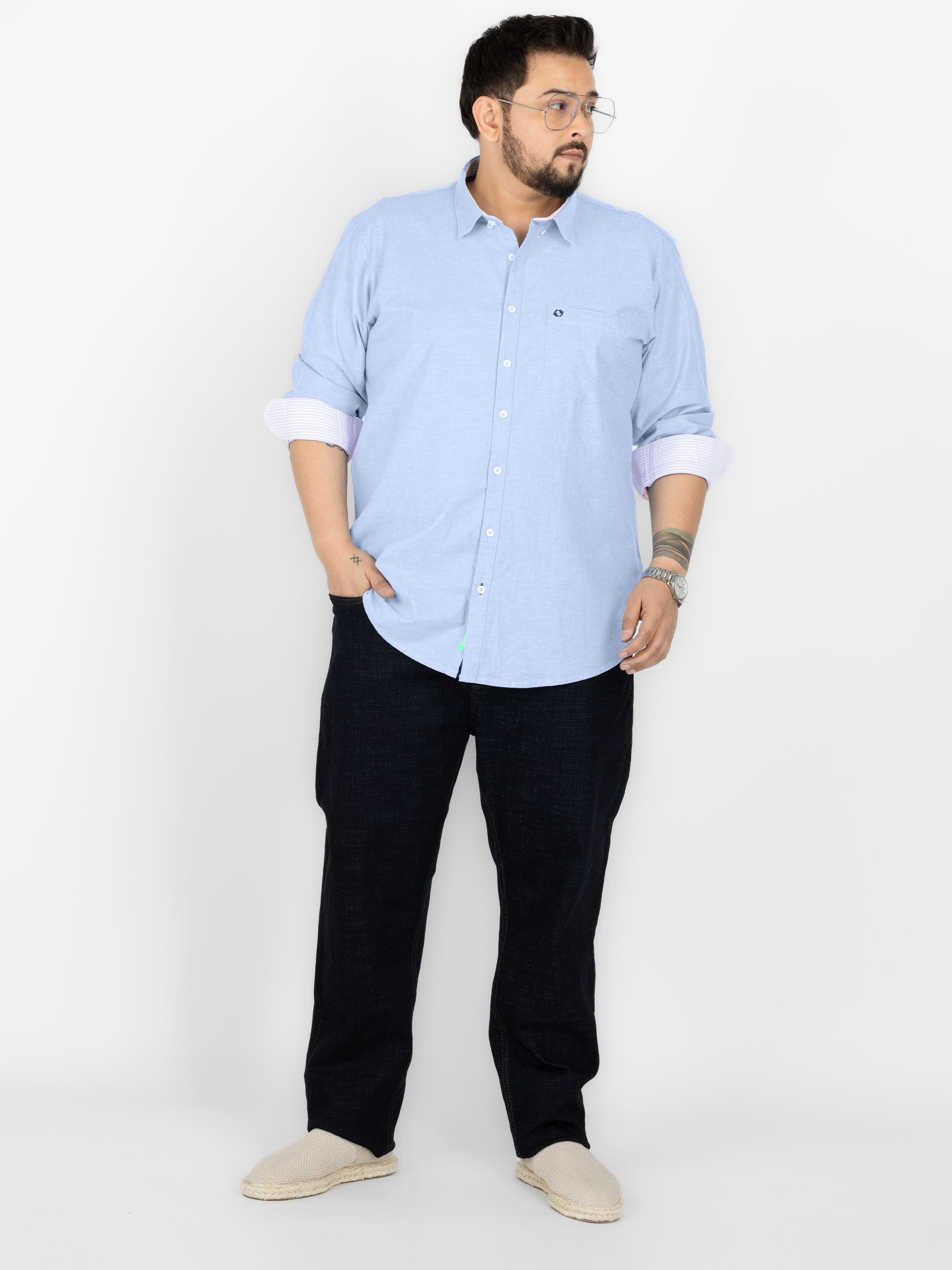 WHATZ Premium Oxford Shirt for Men Full Sleeves