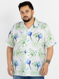 WHATZ Plus Size Floral Bloom Printed Half Sleeve Shirt for Men