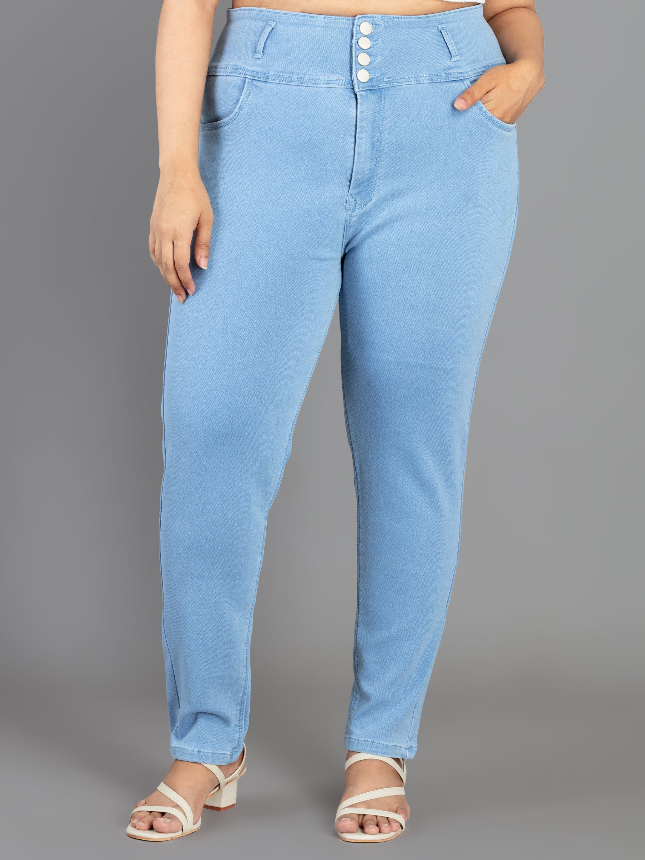 Fit Size Jean WHATZ Buttons Ankle Fit Jeans For Women