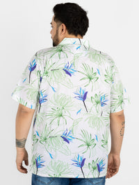 WHATZ Plus Size Floral Bloom Printed Half Sleeve Shirt for Men