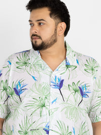 WHATZ Plus Size Floral Bloom Printed Half Sleeve Shirt for Men