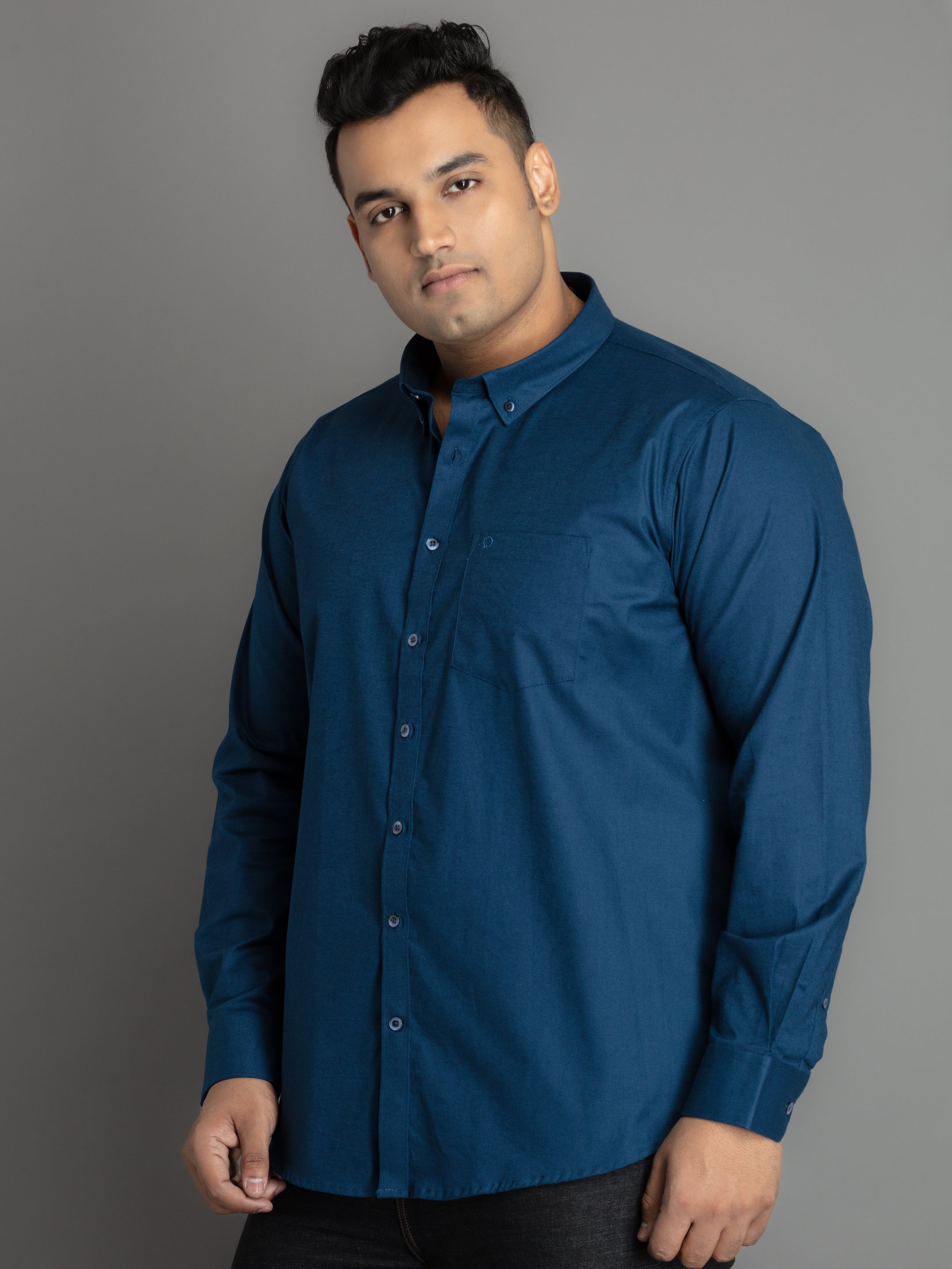WHATZ Plus Size Oxford Shirt for Men Full Sleeve – So What Fashion
