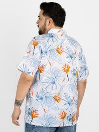 WHATZ Plus Size Floral Bloom Printed Half Sleeve Shirt for Men