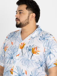 WHATZ Plus Size Floral Bloom Printed Half Sleeve Shirt for Men