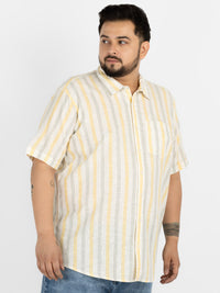 WHATZ Pastel Vertical Stripe Half Sleeve Shirt For Men