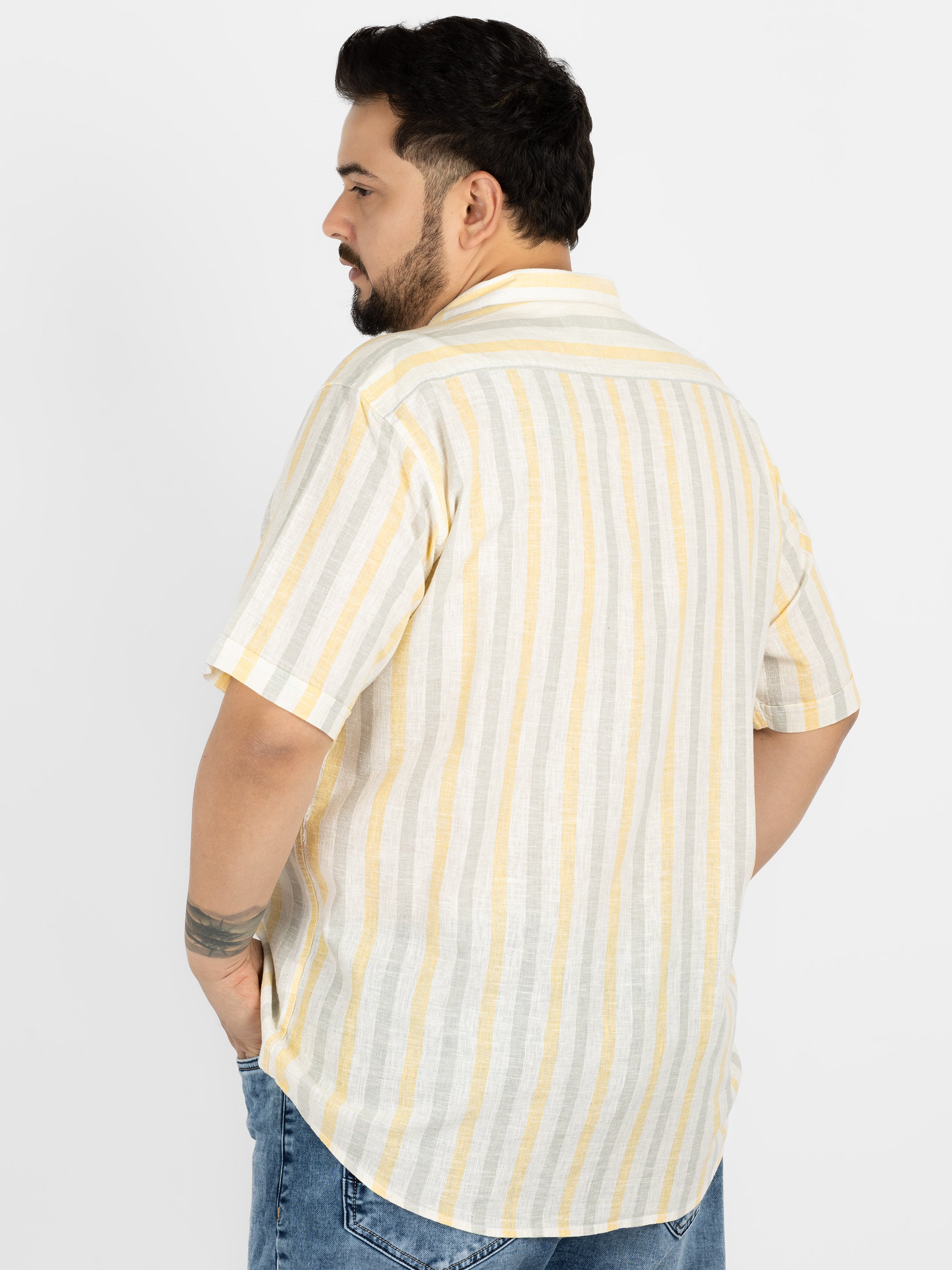 WHATZ Pastel Vertical Stripe Half Sleeve Shirt For Men