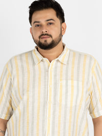 WHATZ Pastel Vertical Stripe Half Sleeve Shirt For Men