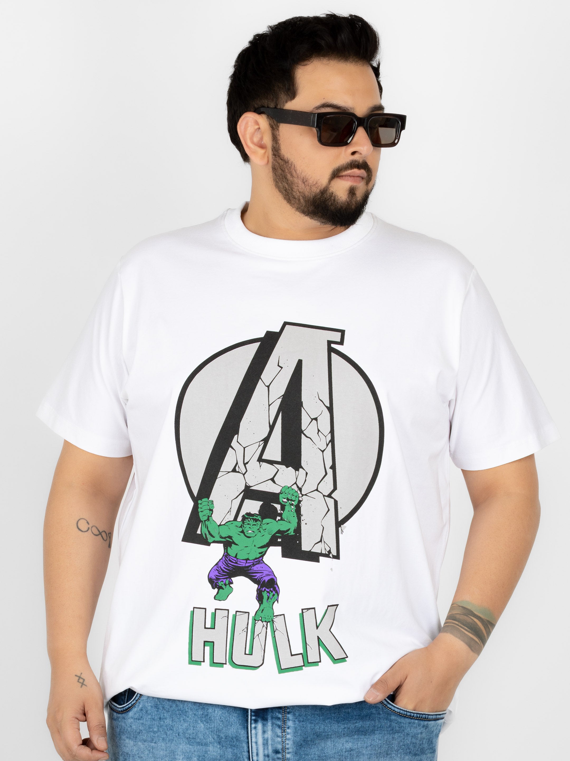 SO WHAT Avengers Hulk Power Graphic Round Neck T-Shirt for Men