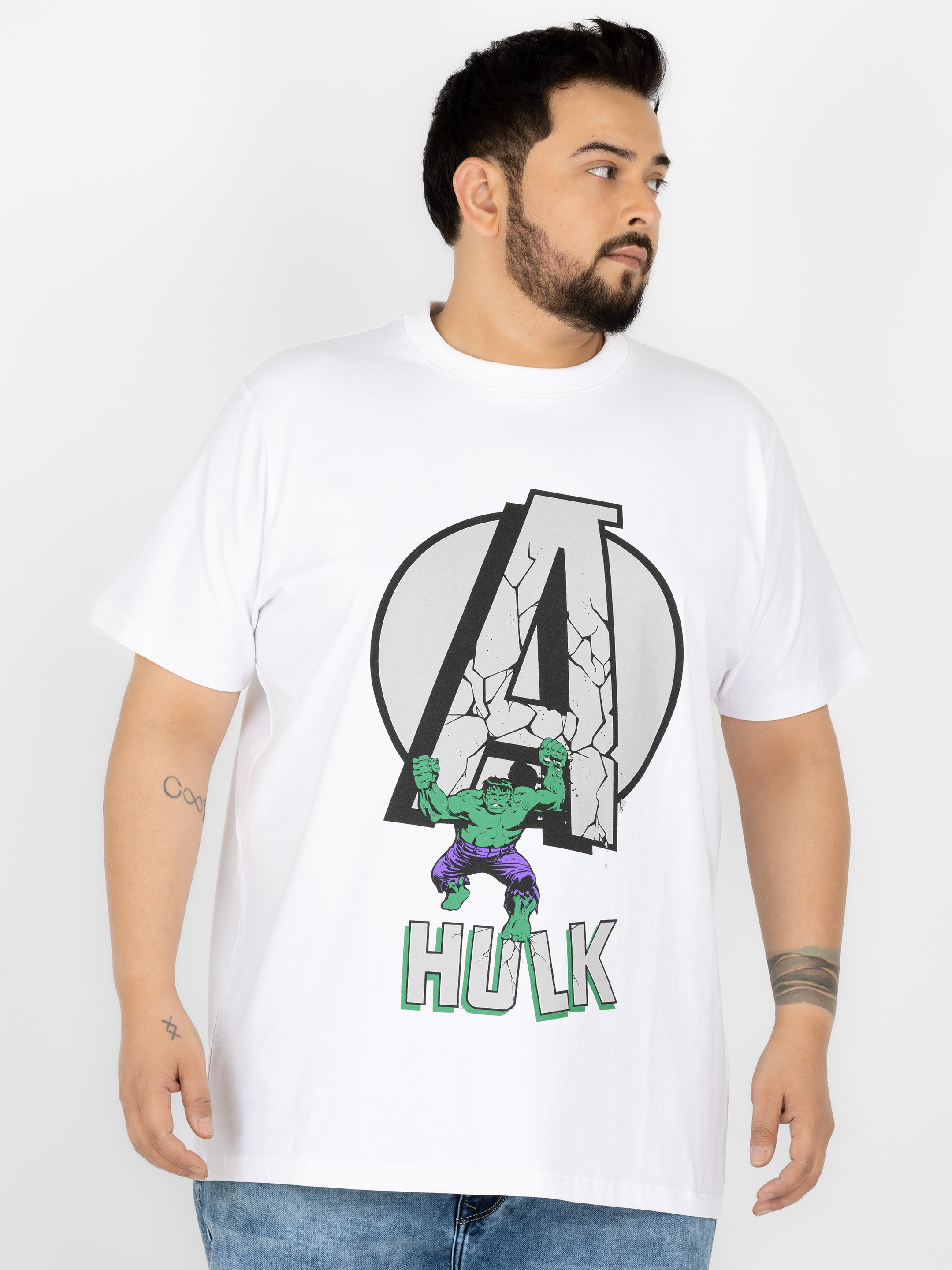 SO WHAT Avengers Hulk Power Graphic Round Neck T-Shirt for Men