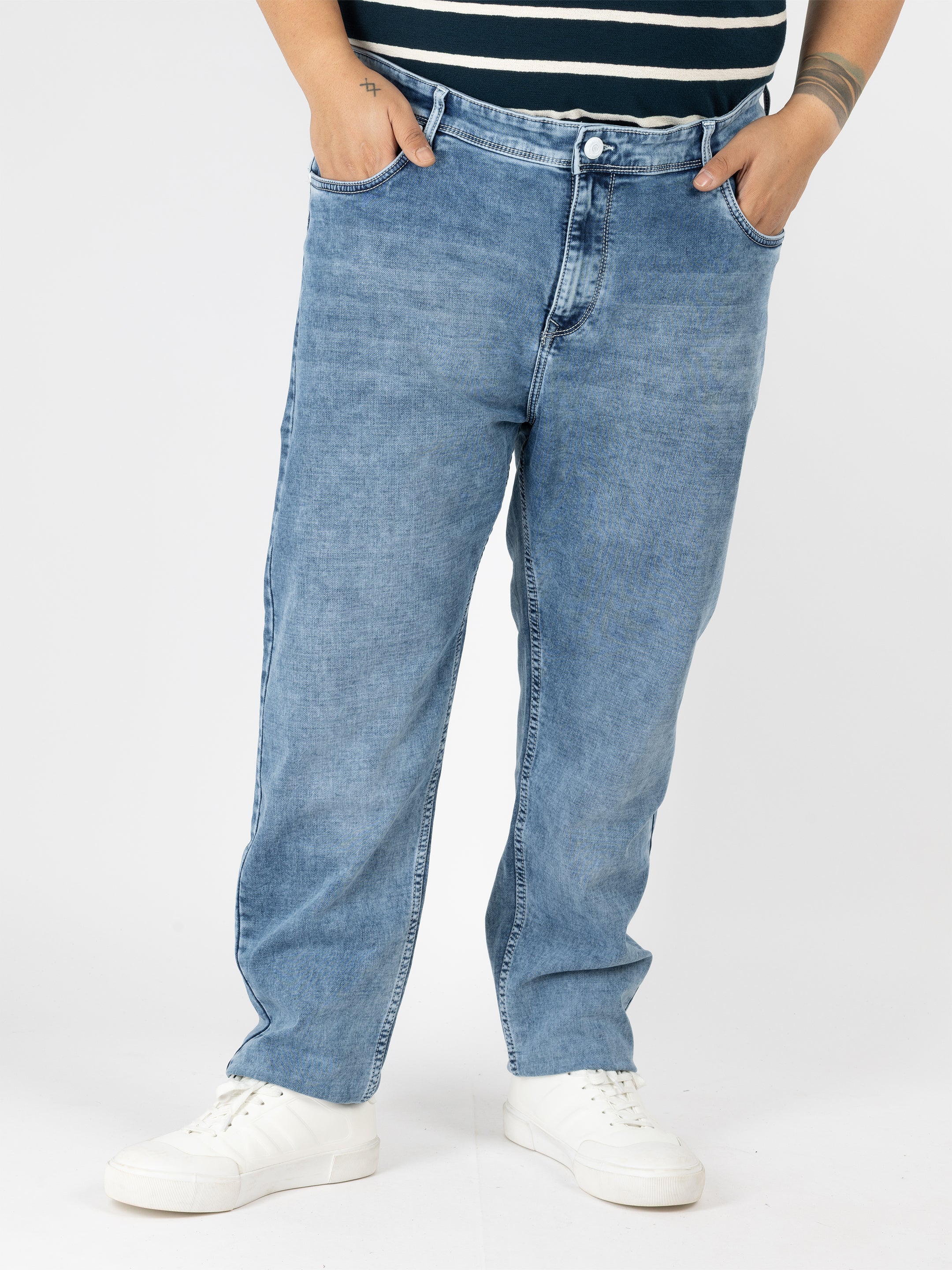 WHATZ Contemporary Indigo Wash Denim Jeans for Men