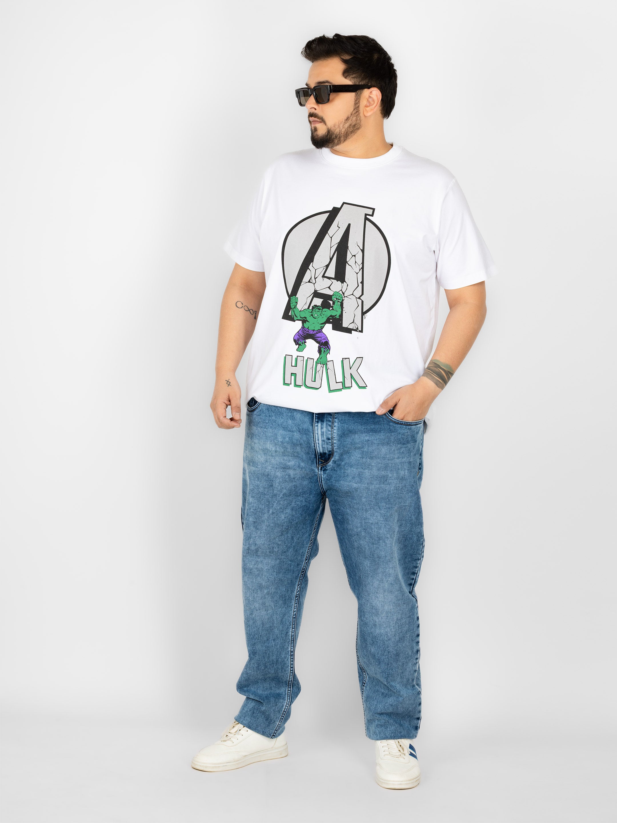 SO WHAT Avengers Hulk Power Graphic Round Neck T-Shirt for Men