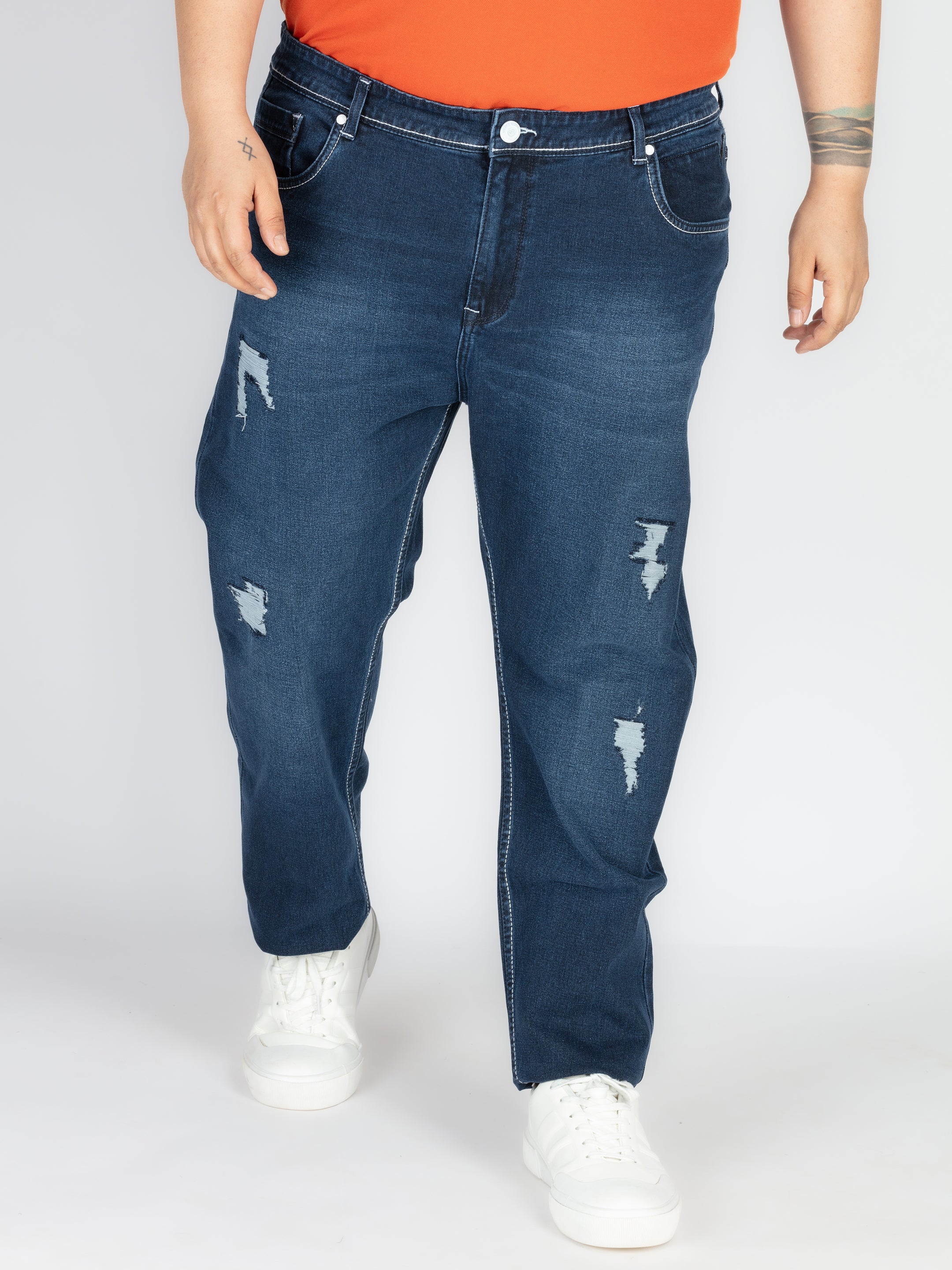 WHATZ Indigo Relax Fit Ripped Jeans For Men – So What Fashion