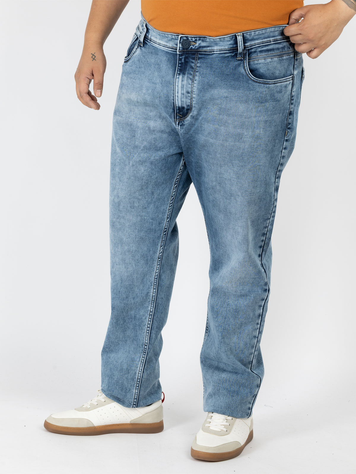 WHATZ Cloud Wash Relax Fit Denim Jeans for Men