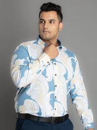 WHATZ Blue Full-Sleeve Paisley Print Shirt for Men