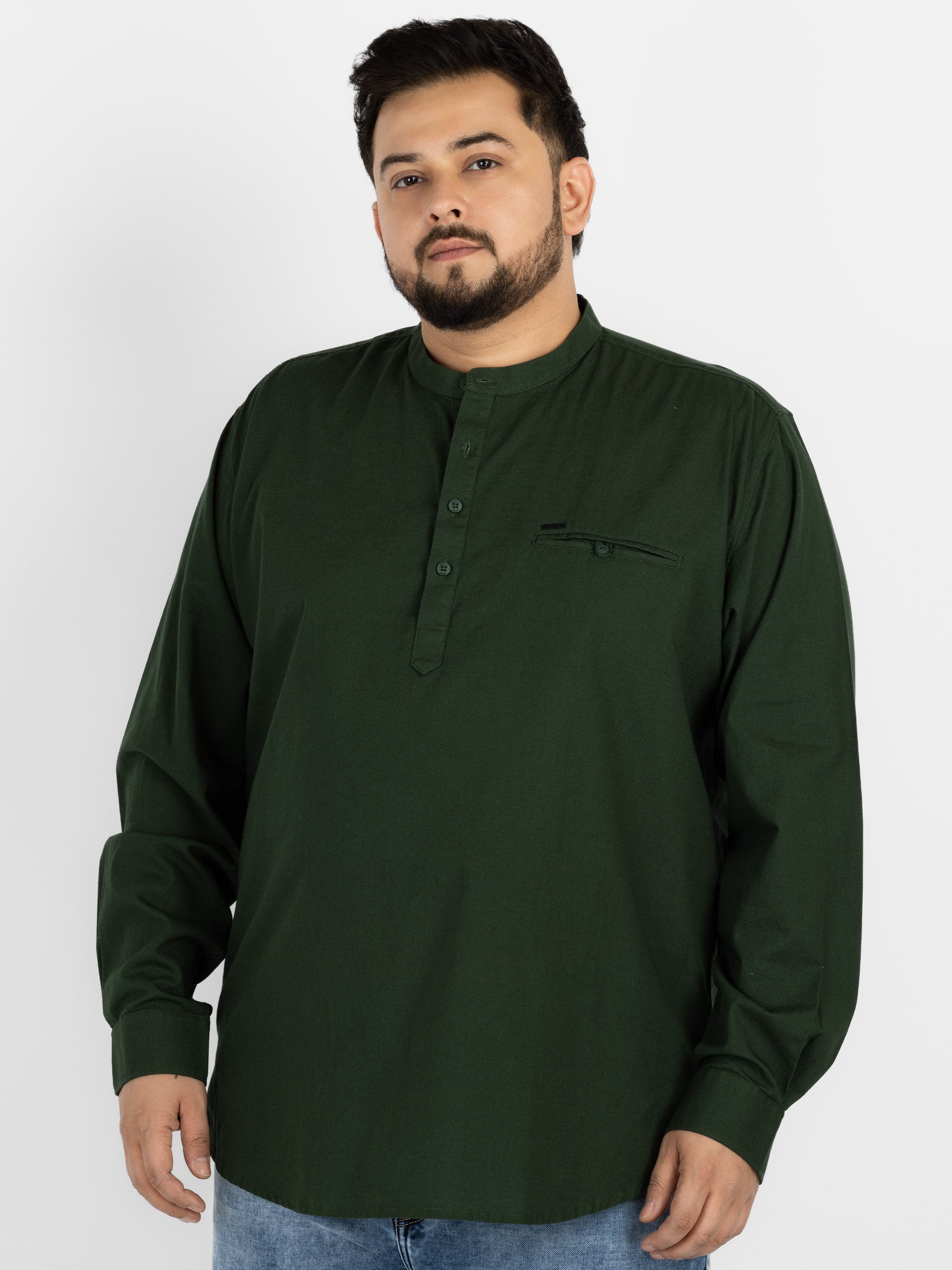 WHATZ Quiet Form Solid Short Kurta for Men