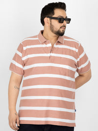 WHATZ Urban Stripe Jacquard Polo T-shirt For Men