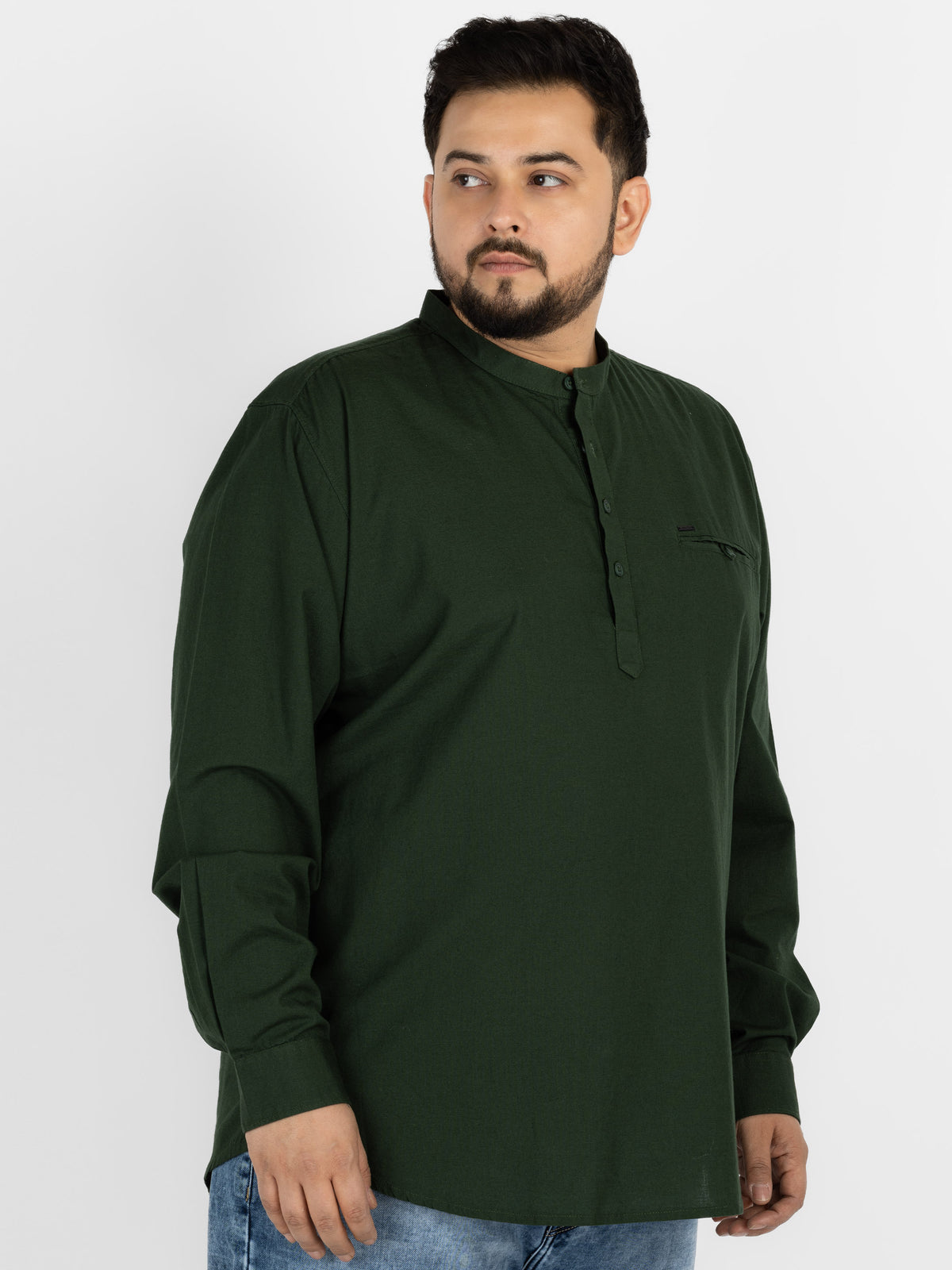 WHATZ Quiet Form Solid Short Kurta for Men