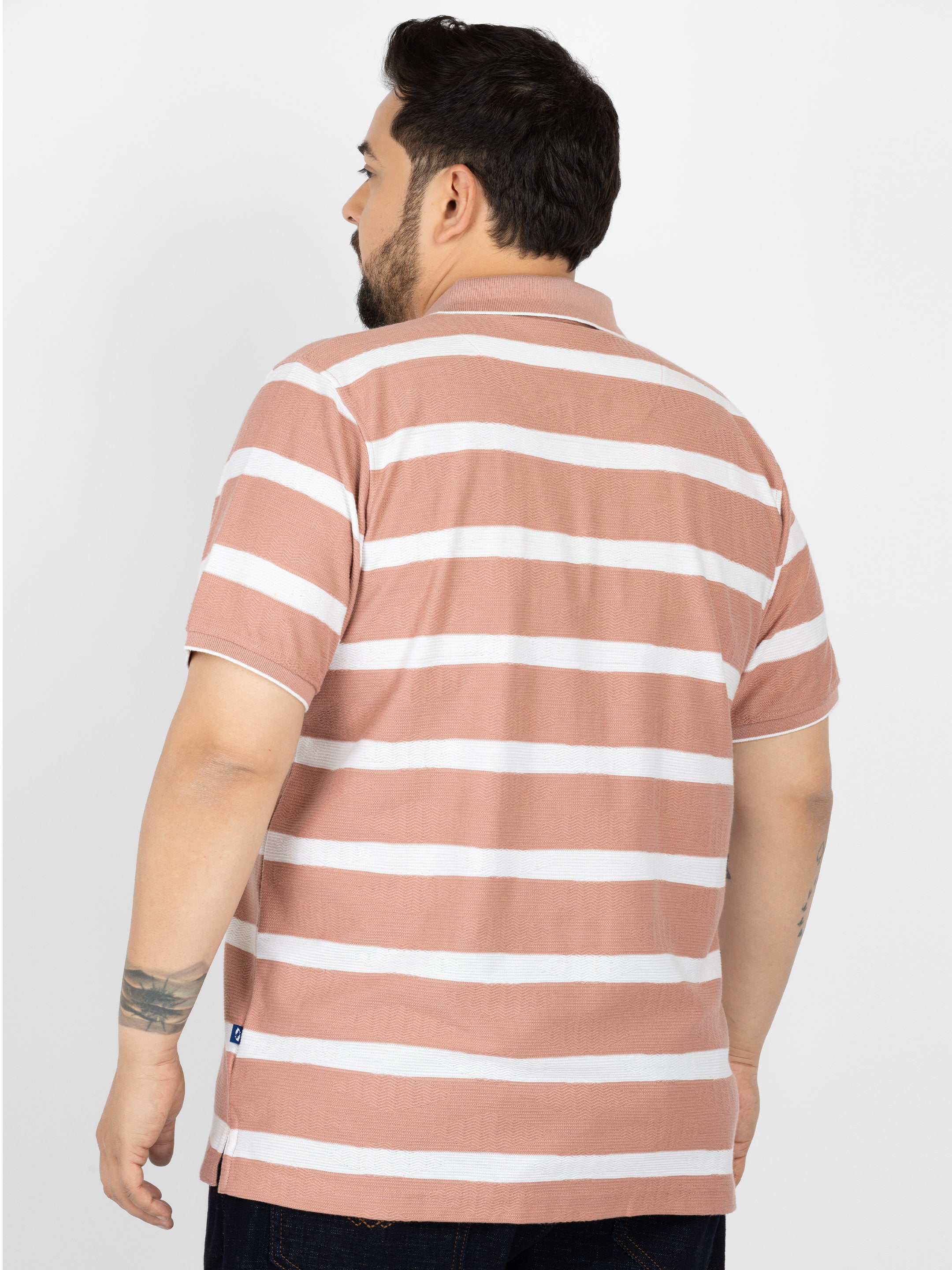 WHATZ Urban Stripe Jacquard Polo T-shirt For Men