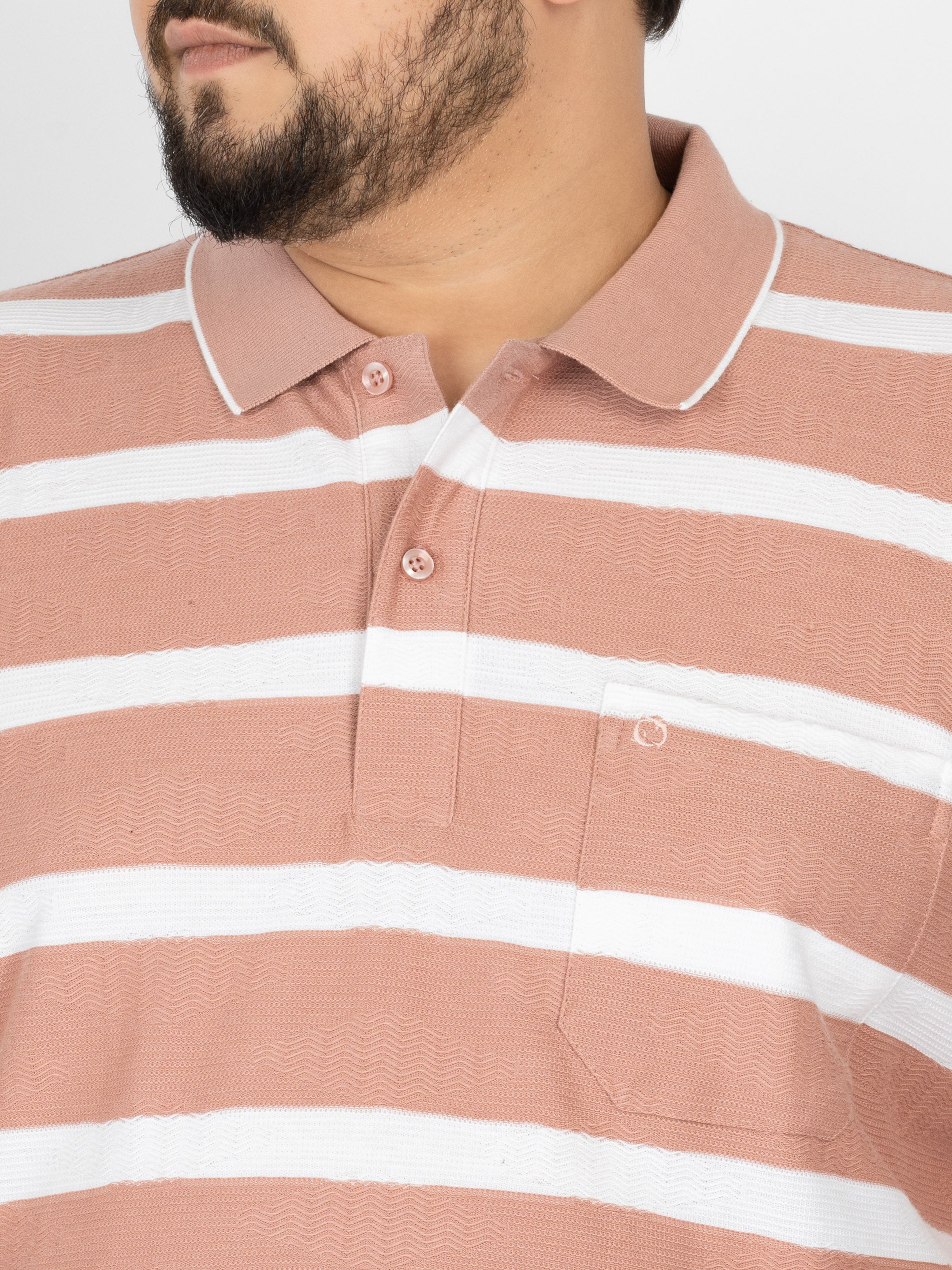 WHATZ Urban Stripe Jacquard Polo T-shirt For Men