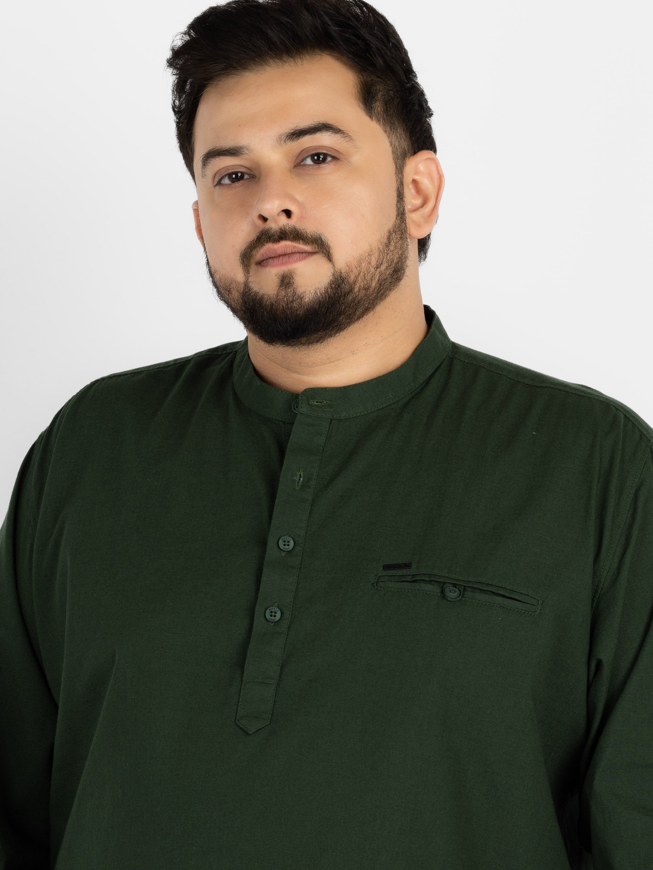 WHATZ Quiet Form Solid Short Kurta for Men